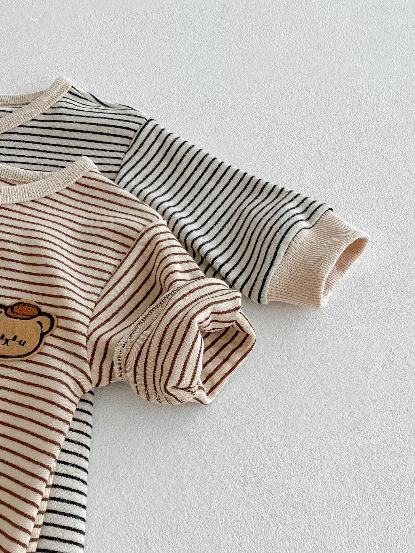Autumn Arrival Baby Unisex Long Sleeves Striped Pattern Single Breasted Rompers