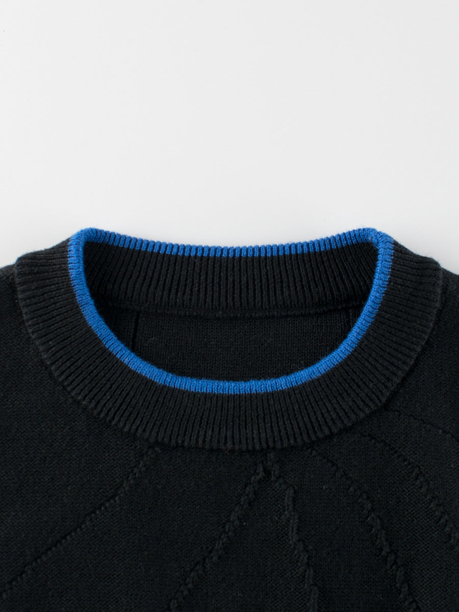 Baby Boy Kids Color Patchwork Crew Neck Long Sleeve Knitwear Pullover