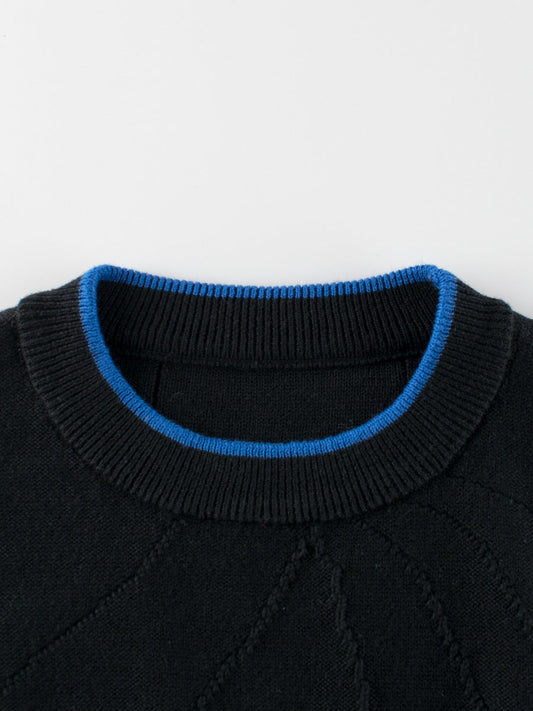 Baby Boy Kids Color Patchwork Crew Neck Long Sleeve Knitwear Pullover