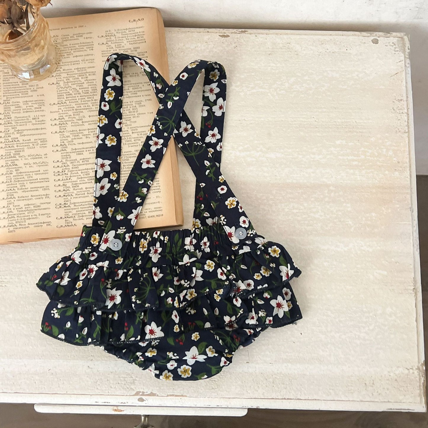 New Arrival Summer Baby Girls Floral Print Strap Overalls Onesies