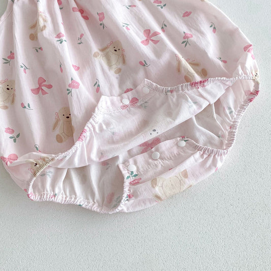 New Arrival Summer Baby Kids Girls Flowers Pattern Sleeveless Strap Onesies And White Fly Sleeves Elastic T-Shirt Set