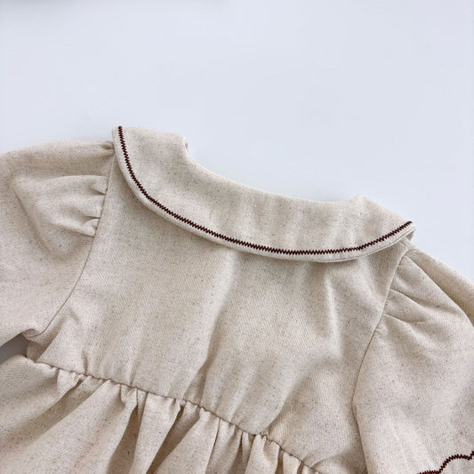 Autumn Arrival Baby Girls Long Sleeves Flowers Embroidered Onesies
