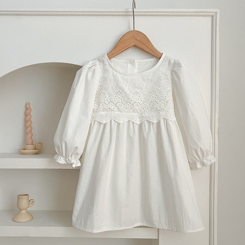 Spring/Autumn Baby Onesies And Dress For Girls With White Lace Trim – Princess Sister Matching Set