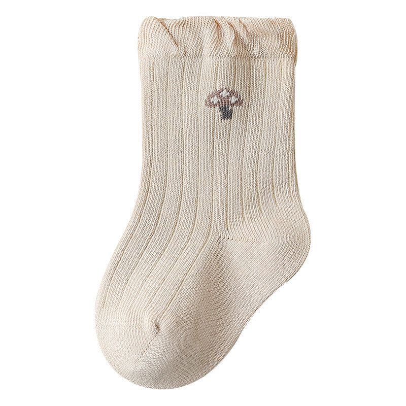 Baby Girls Frilled-Edges Breathable Mid-Calf Socks 2 Pairs