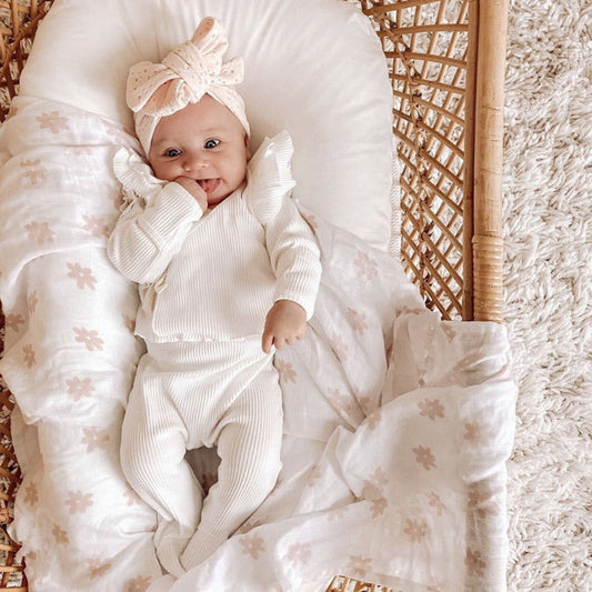 Baby Girl Solid Color Pure Cotton Long Sleeve Tops With Pants Sets