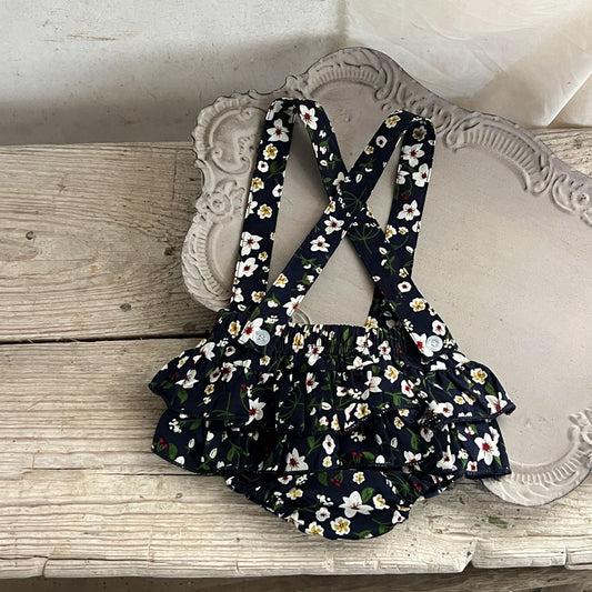 New Arrival Summer Baby Girls Floral Print Strap Overalls Onesies