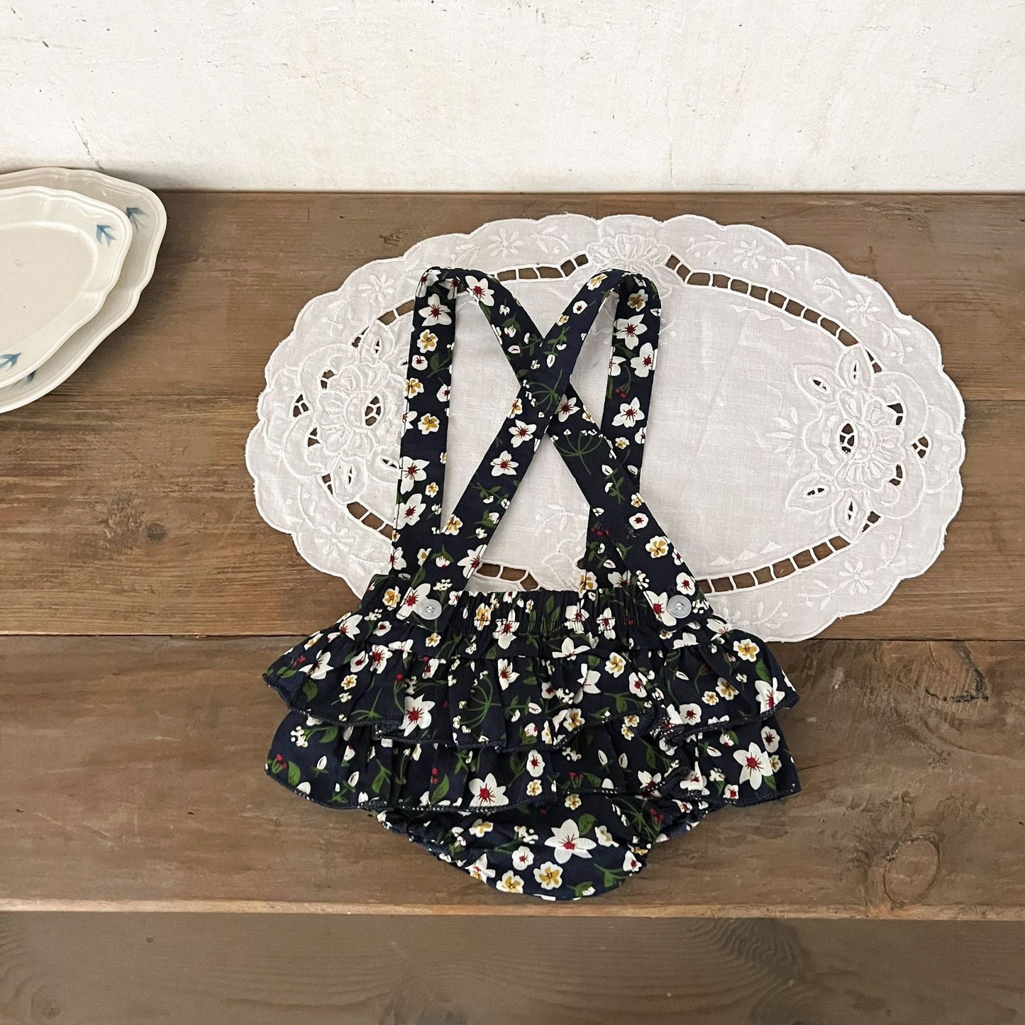 New Arrival Summer Baby Girls Floral Print Strap Overalls Onesies